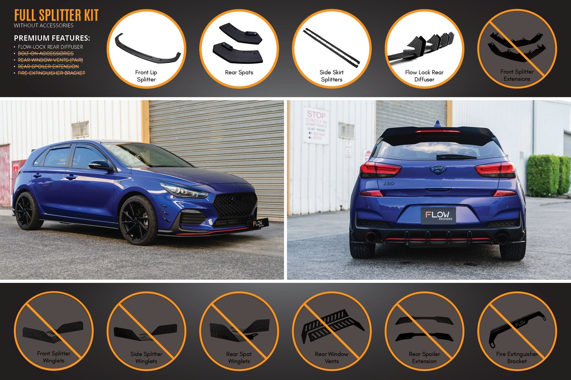 i30 N Line Hatch PD (2018-2023) Full Splitter Lip Set