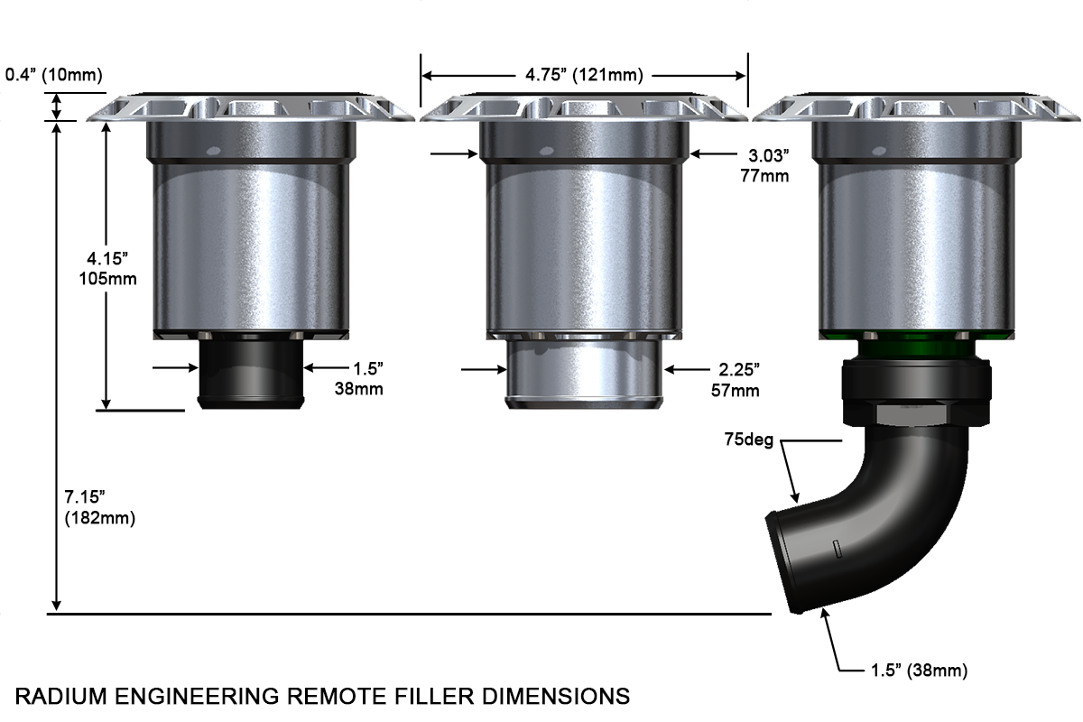 Radium Engineering Remote Mount, SVF, Swing Valve Filler, 2.25"