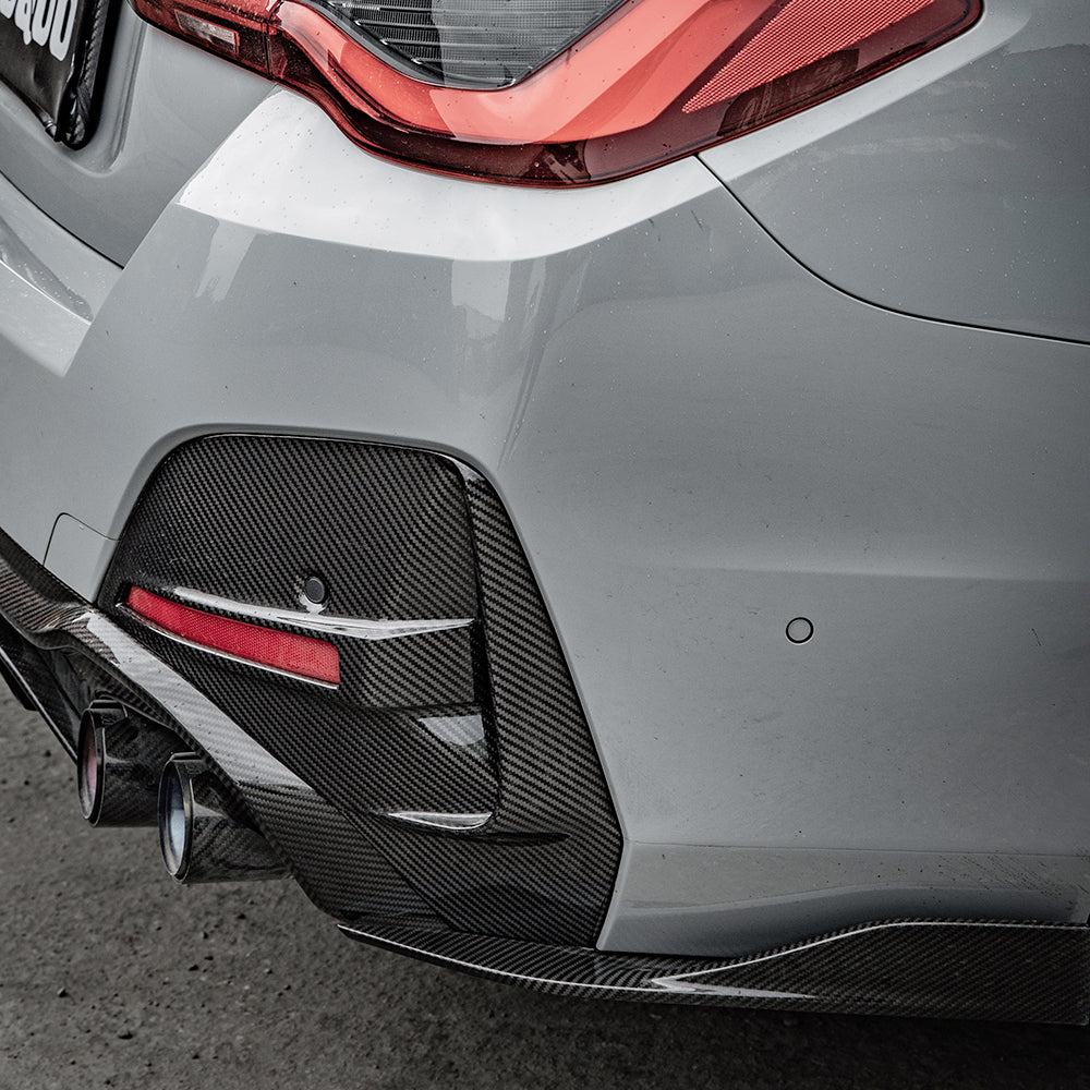 Sooqoo Pre Pregged Dry Carbon Fiber Rear Bumper Trim for BMW 4 Series G26