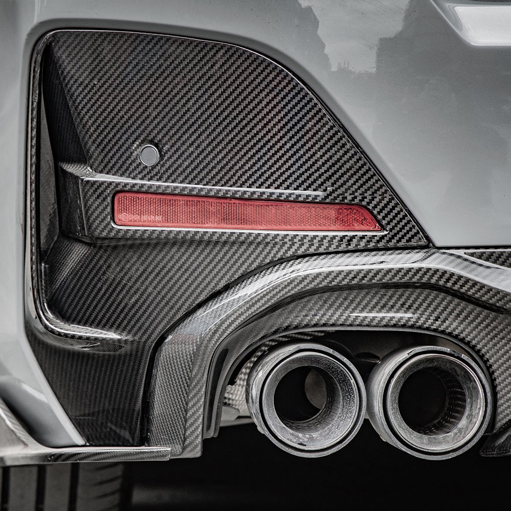 Sooqoo Pre Pregged Dry Carbon Fiber Rear Bumper Trim for BMW 4 Series G26