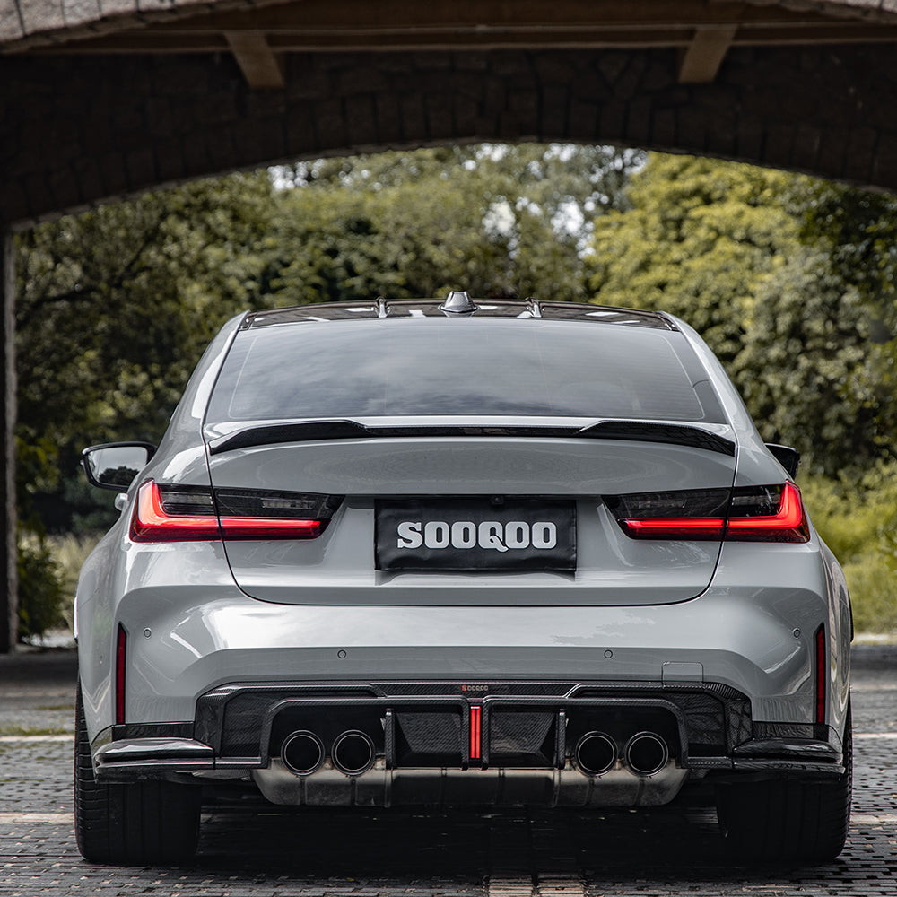 Sooqoo  Pre Pregged Dry Carbon Fiber Rear Splitter for BMW M3 G80 G81 2020+