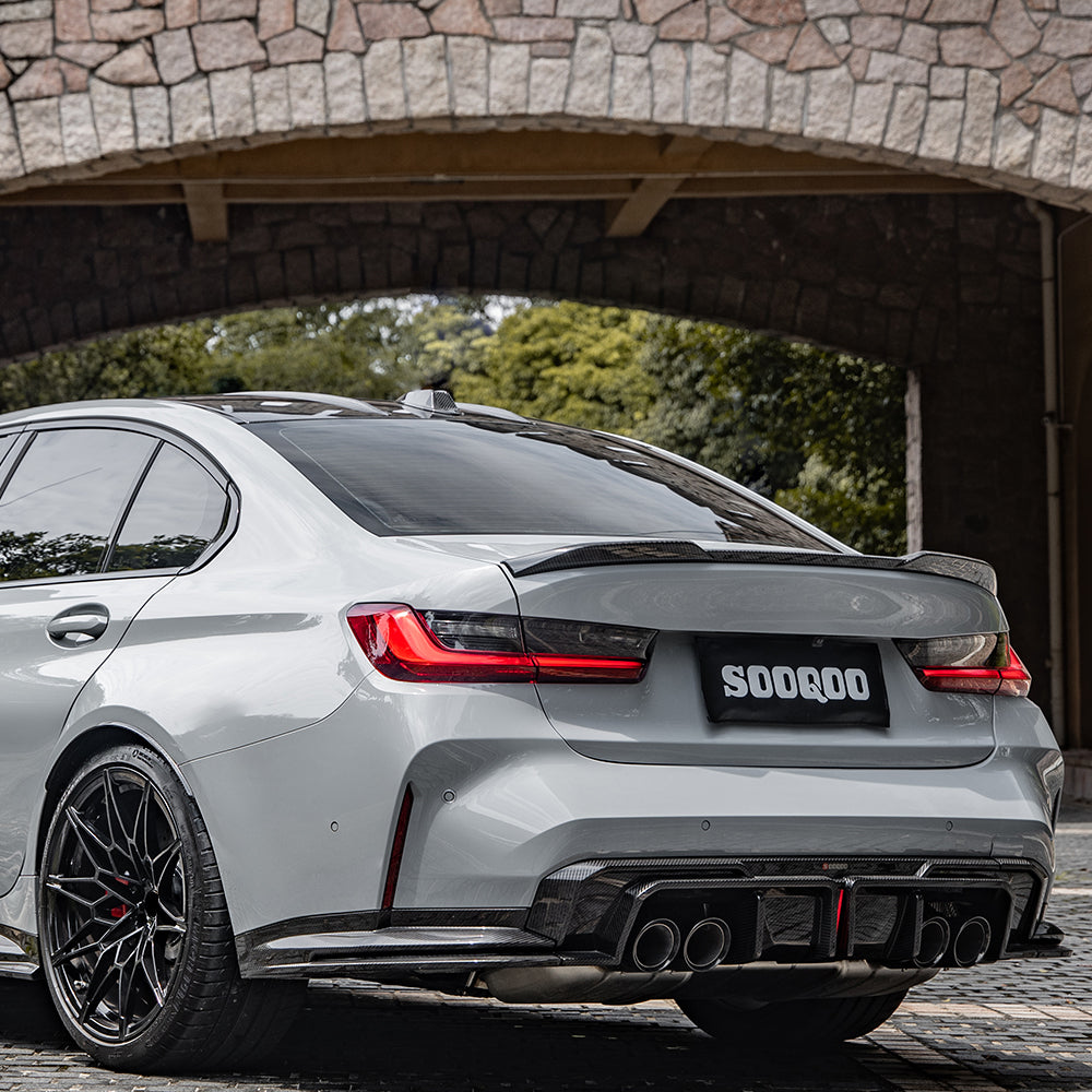 Sooqoo  Pre Pregged Dry Carbon Fiber Rear Splitter for BMW M3 G80 G81 2020+