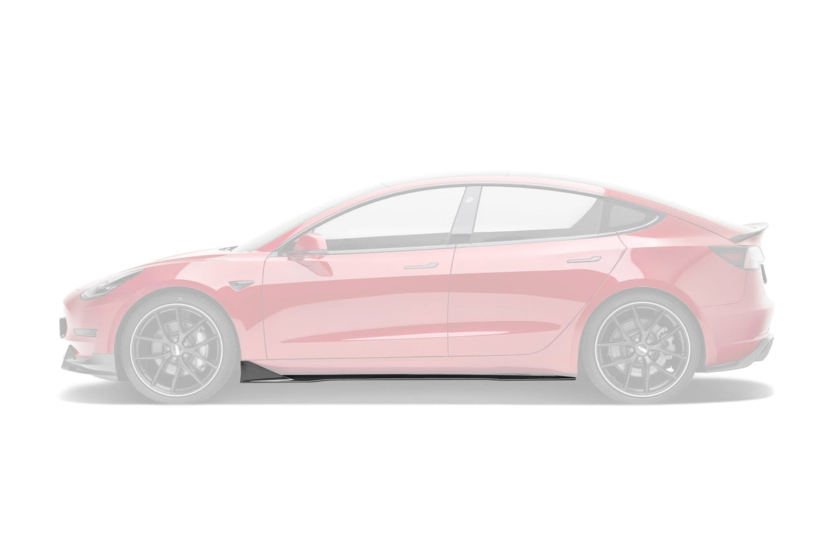 Tesla Model 3 Dry Carbon Fiber Side Skirts V1 2019-2023