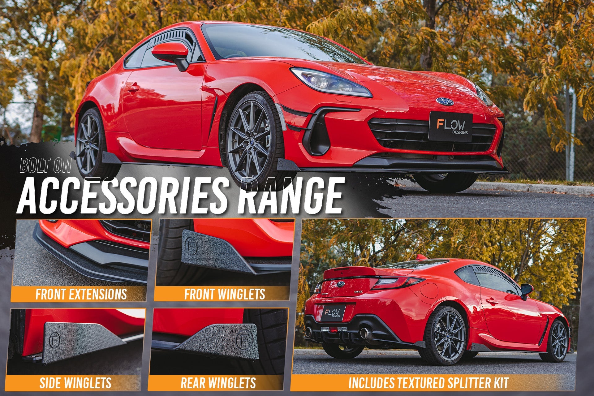 ZD8 BRZ Full Lip Splitter Set (TEXTURED BLACK) - iilumolab