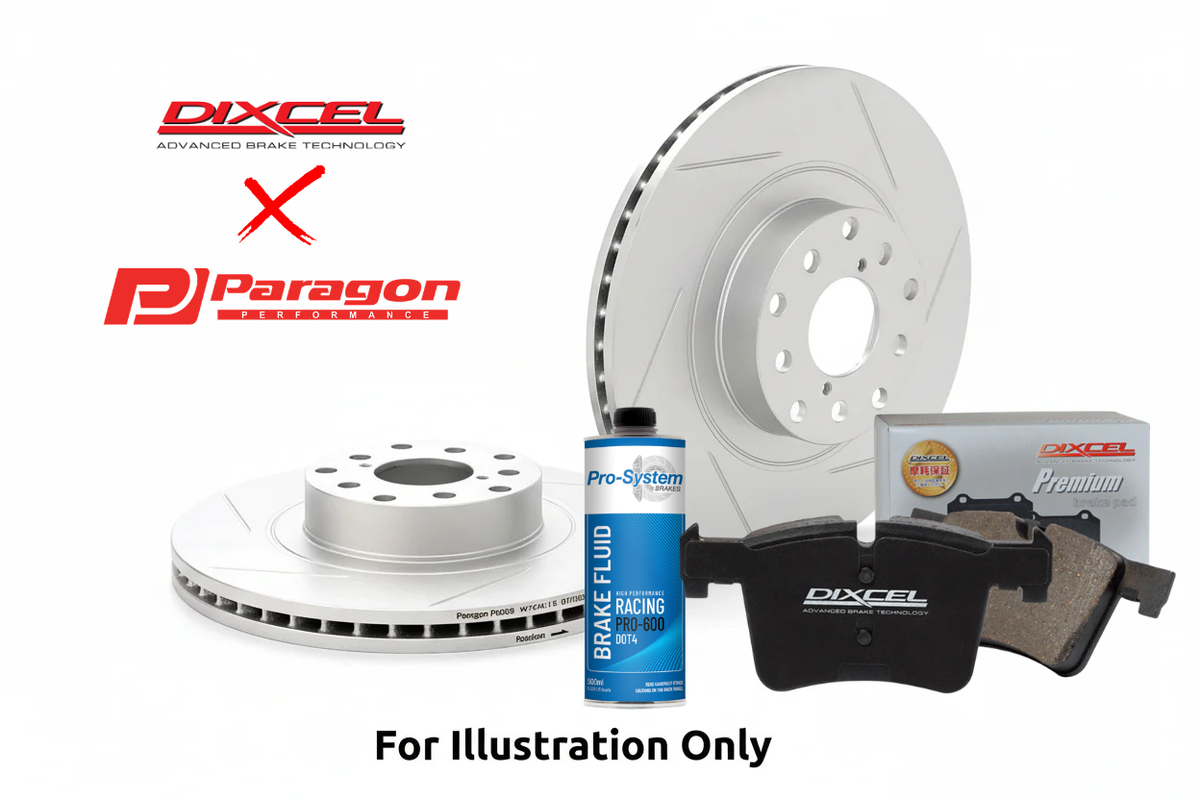 Paragon PAR42224S Front Rotor + Dixcel Brake Pad Combo for Mitsubishi Lancer EVO X