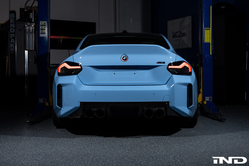 Alpha N BMW G87 M2 CSL carbon fiber trunk lid installed on exterior of car, showcasing lightweight, high-performance automotive upgrade.