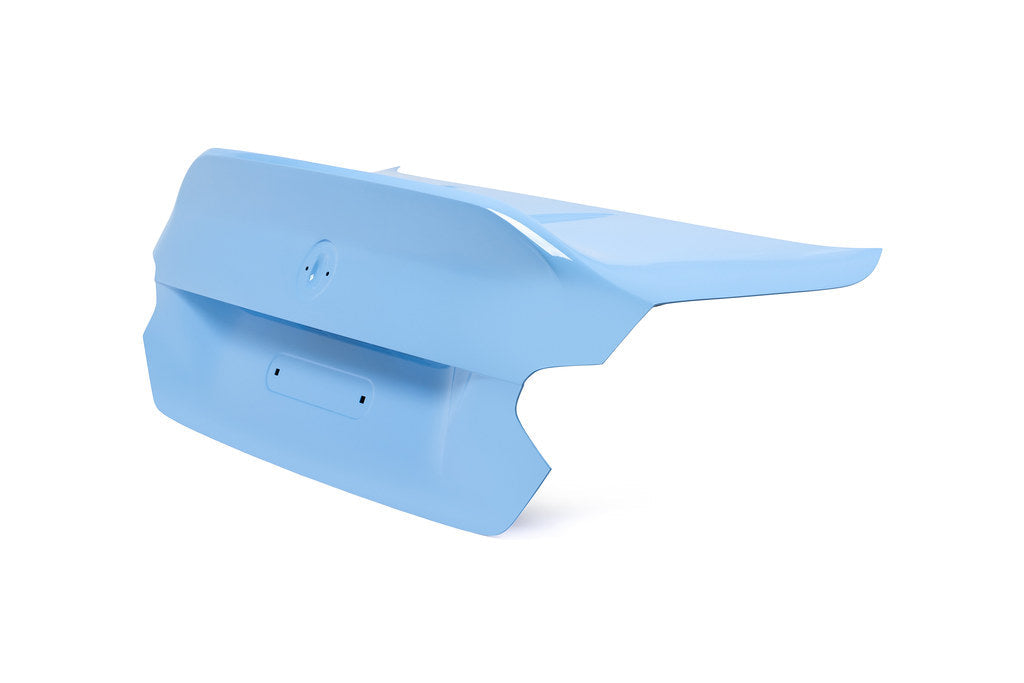 Alpha N BMW G87 M2 CSL carbon trunk lid exterior, showcasing lightweight carbon fiber design on a white background.