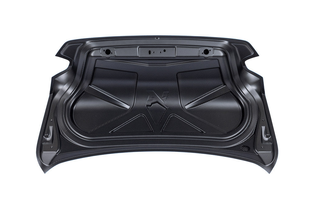 Alpha N G87 M2 Carbon CSL trunk lid for BMW, exterior car part with a sleek carbon fiber finish on a white background.