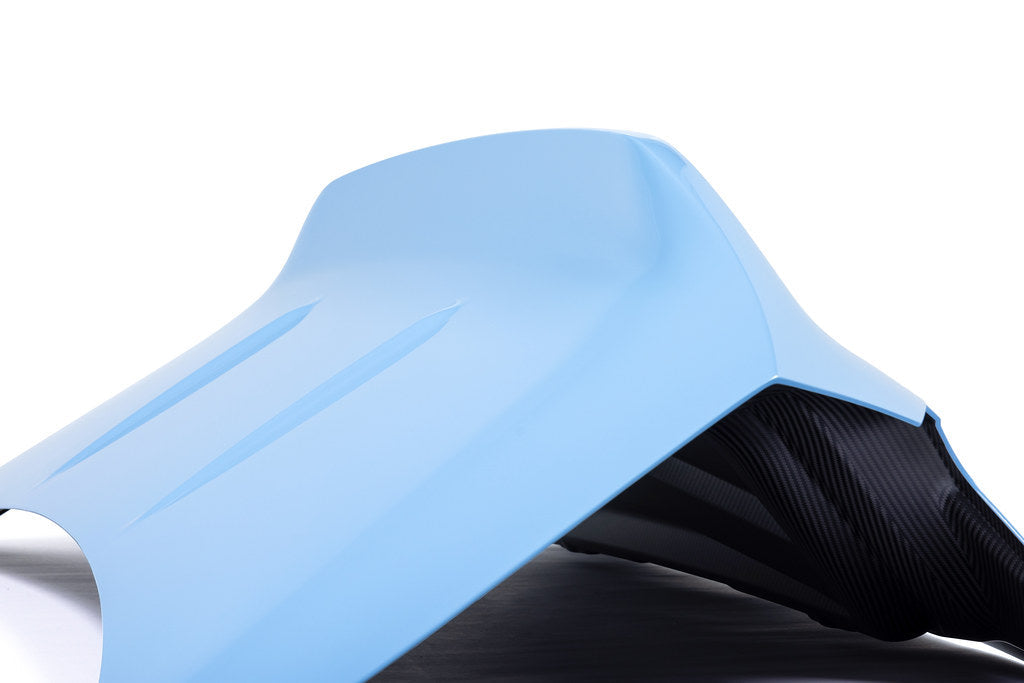 Alpha N BMW G87 M2 CSL carbon trunk lid exterior view on white background, showcasing lightweight, aerodynamic design.