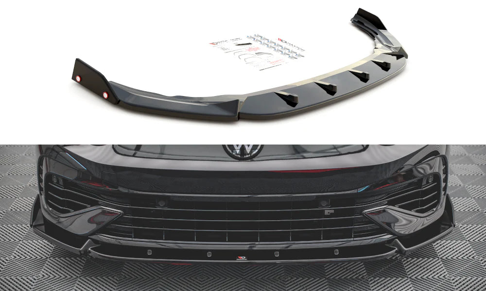 Maxton Designs Front Splitter V.2 with Flaps VW Golf Mk8 R Front Lip