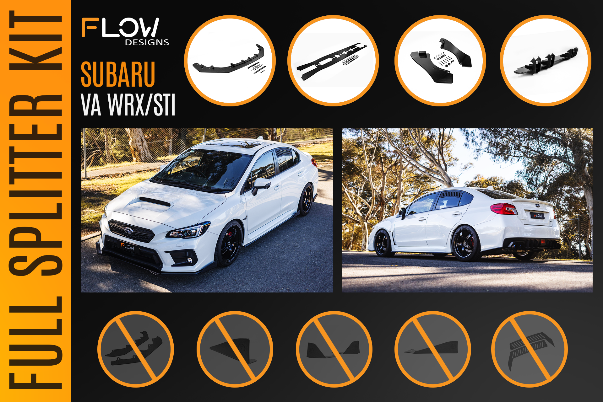 Flow Designs VA WRX/STI Full Lip Splitter Set - iilumolab